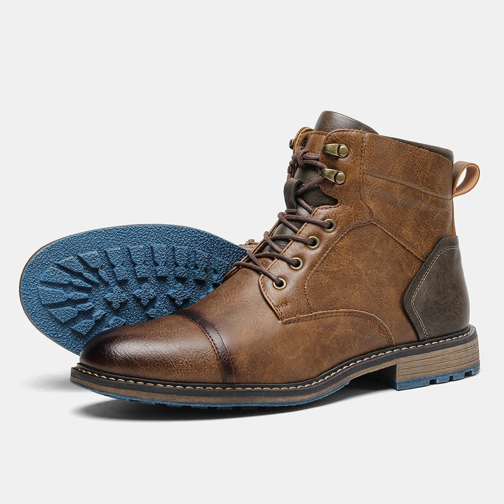 Mens Leather Ankle Boots With Zipper Spring Fashion