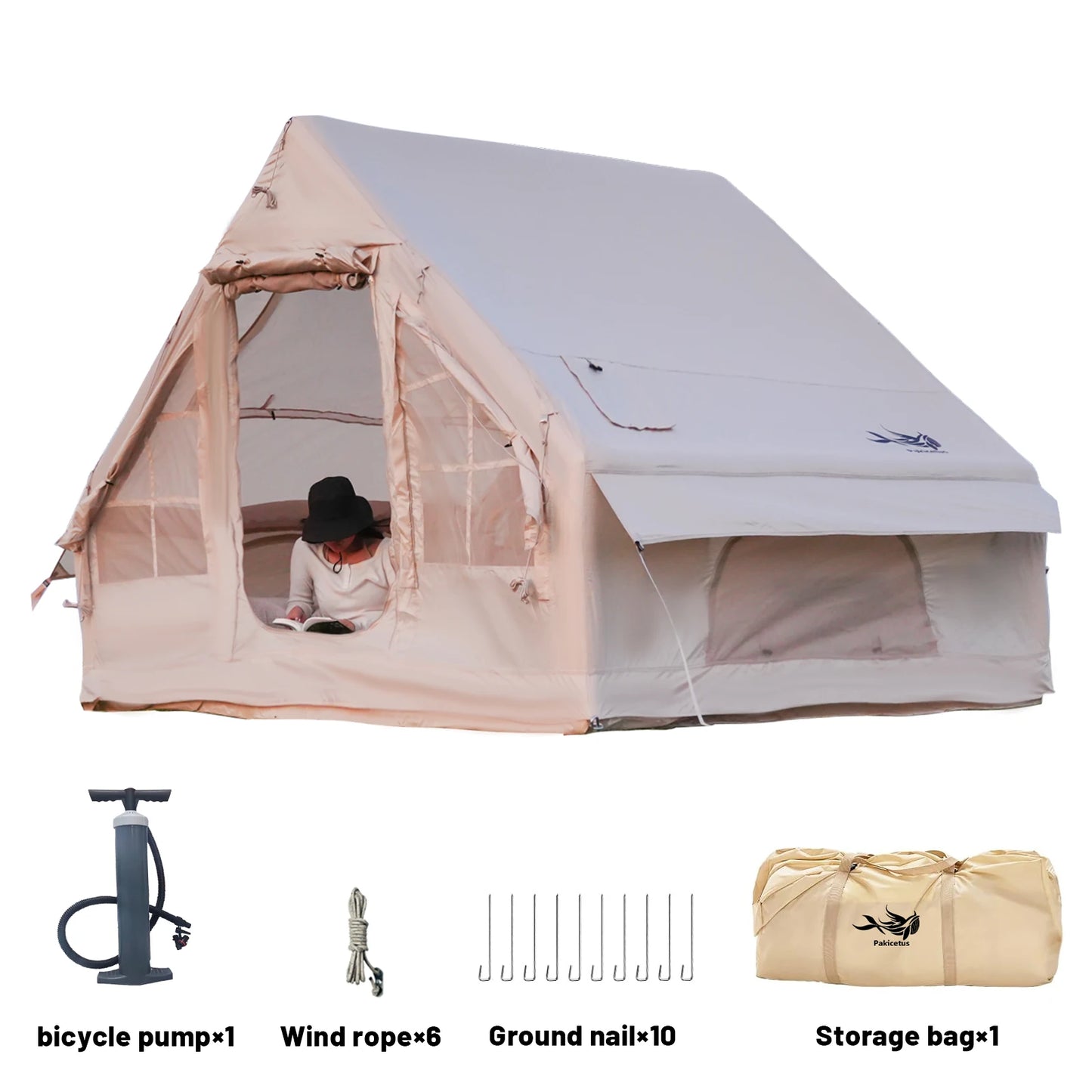 Pakicetus Inflatable Camping Tents For Adults 4-8 Person Family