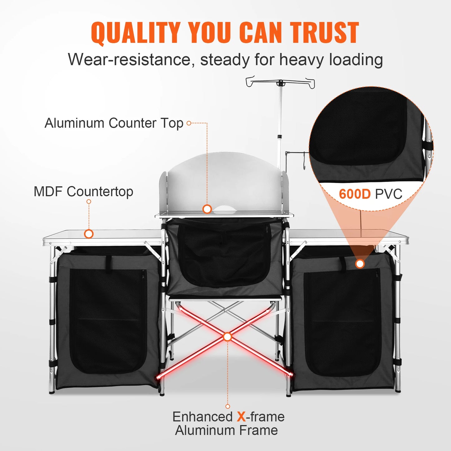 SucceBuy Folding Outdoor Kitchen Table Cabinet For Camping And BBQ