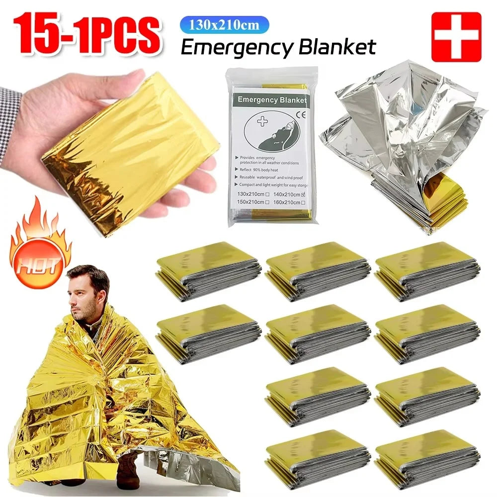 Emergency Thermal Blanket Folding Waterproof Windproof Sunshade For Outdoor Use