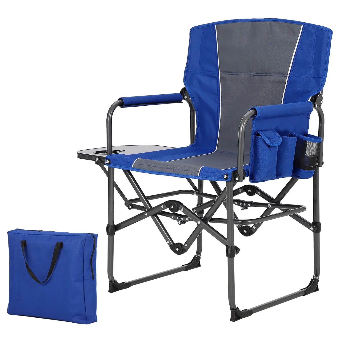 HiMISS Heavy Duty Folding Director Chair 400LBS With Side Table Pockets
