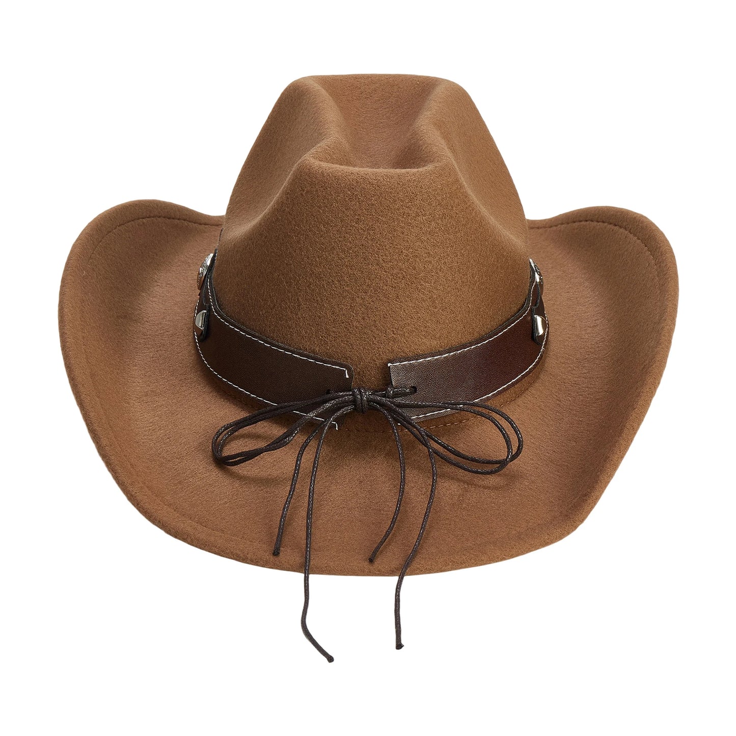 NONECN Vintage Cowboy Hat With Wide Brim And Bull Embroidery