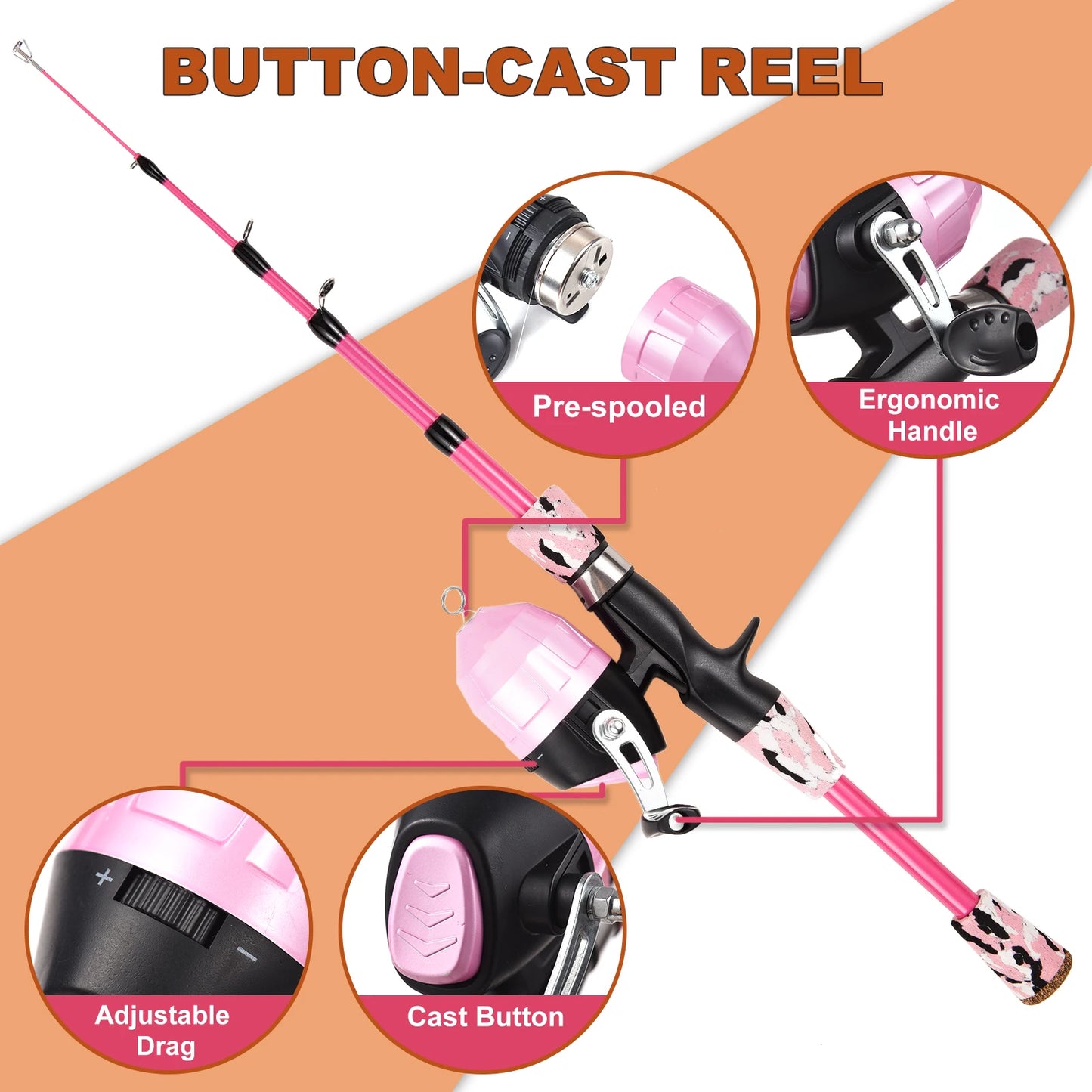 Kids Fishing Rod And Reel Combo Full Kit Telescopic Set