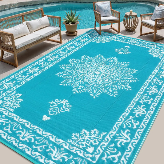 Waterproof Reversible Outdoor Rug UV Resistant Patio Mat For Deck Porch RV