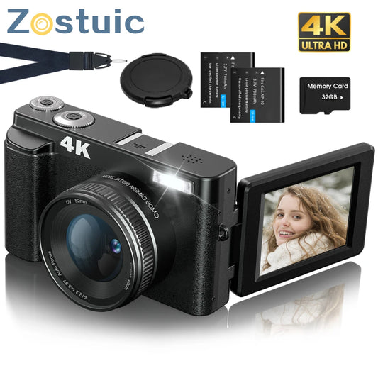 Zostuic 4K Digital Camera Autofocus Vlogging 48MP Screen