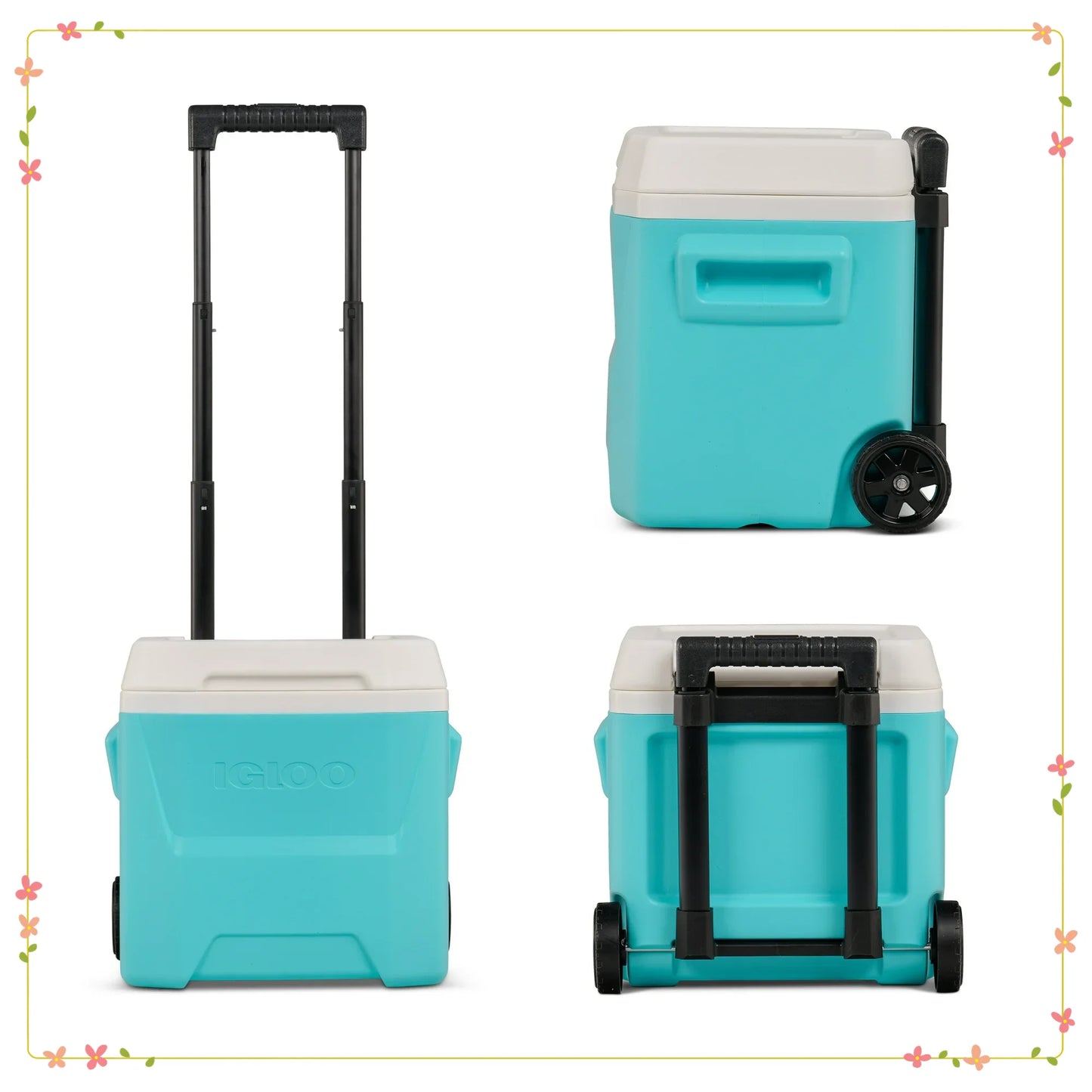 Hard Sided Roller Cooler With Telescoping Handle And Wheels