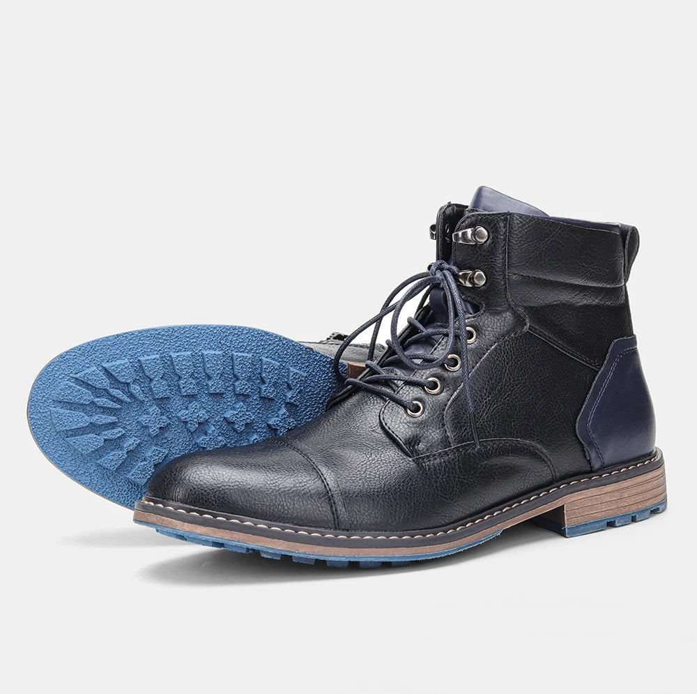 Mens Leather Ankle Boots With Zipper Spring Fashion
