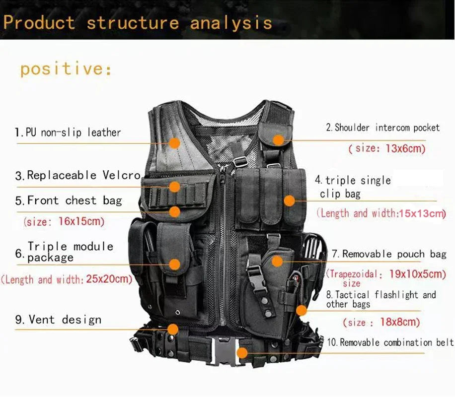Adjustable MOLLE Tactical Vest For Airsoft War Games