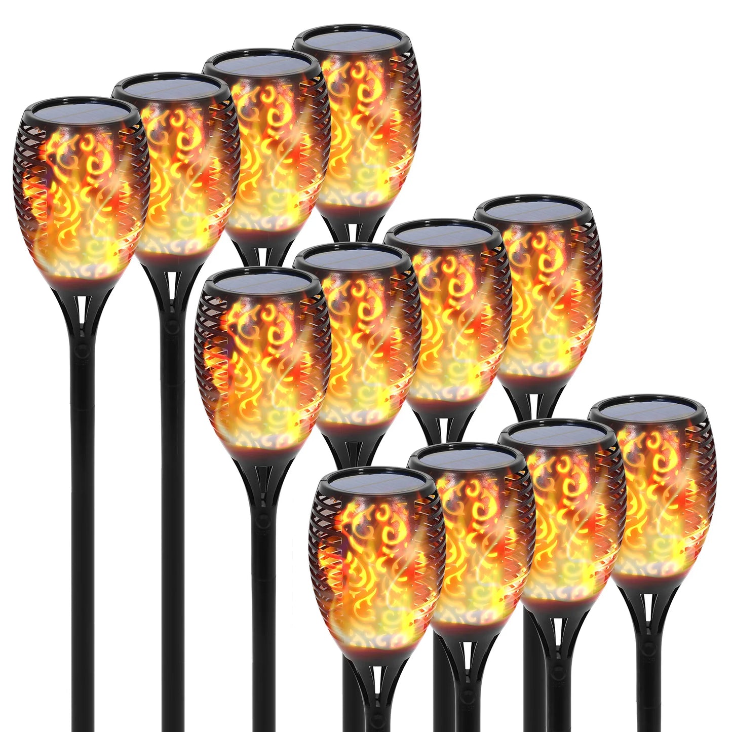 Solar Waterproof Flame Torch Lights Outdoor 96 Led Garden Pathway