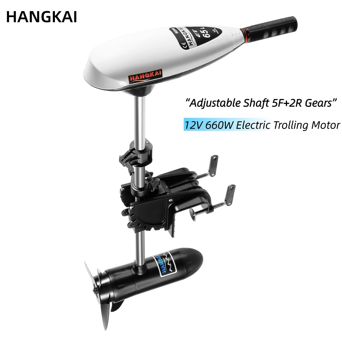 Bymaocar 12V Electric Trolling Motor 660W 5 Forward 2 Reverse