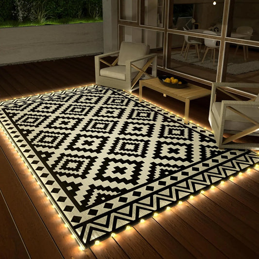 Waterproof Outdoor Rug With LED Lights For Patio And Beach