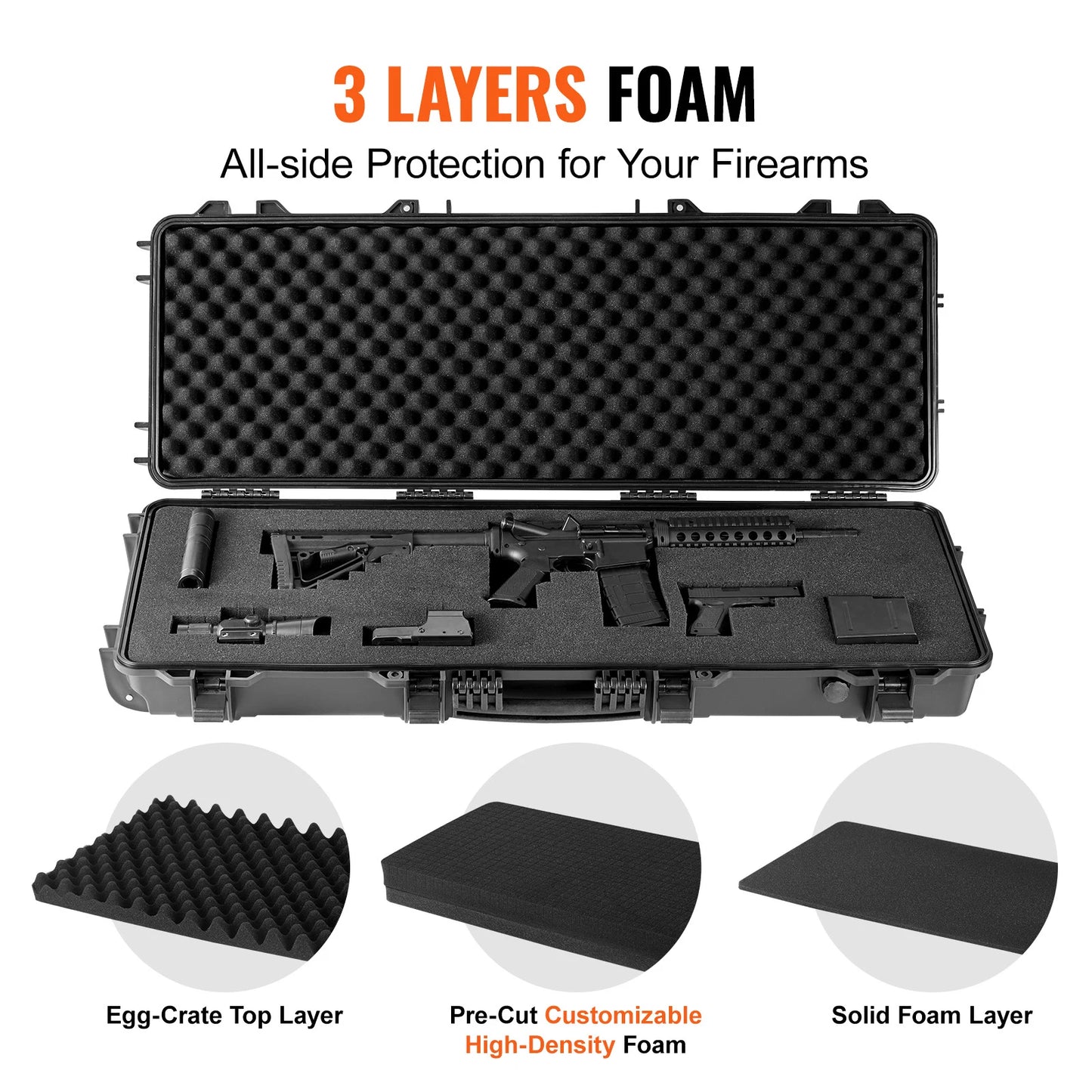 SucceBuy Rifle Hard Case Waterproof Shockproof With Casters