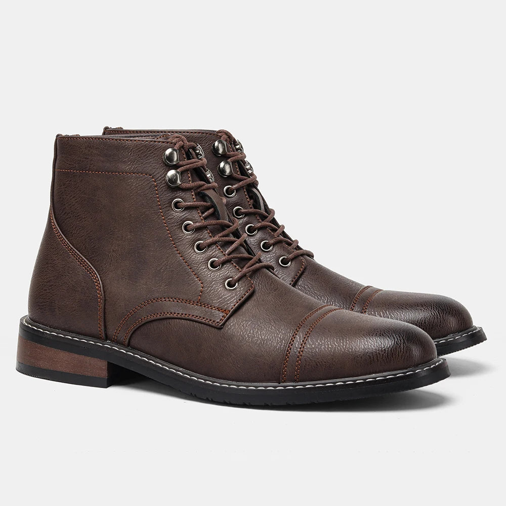 Mens Leather Ankle Boots With Zipper Spring Fashion