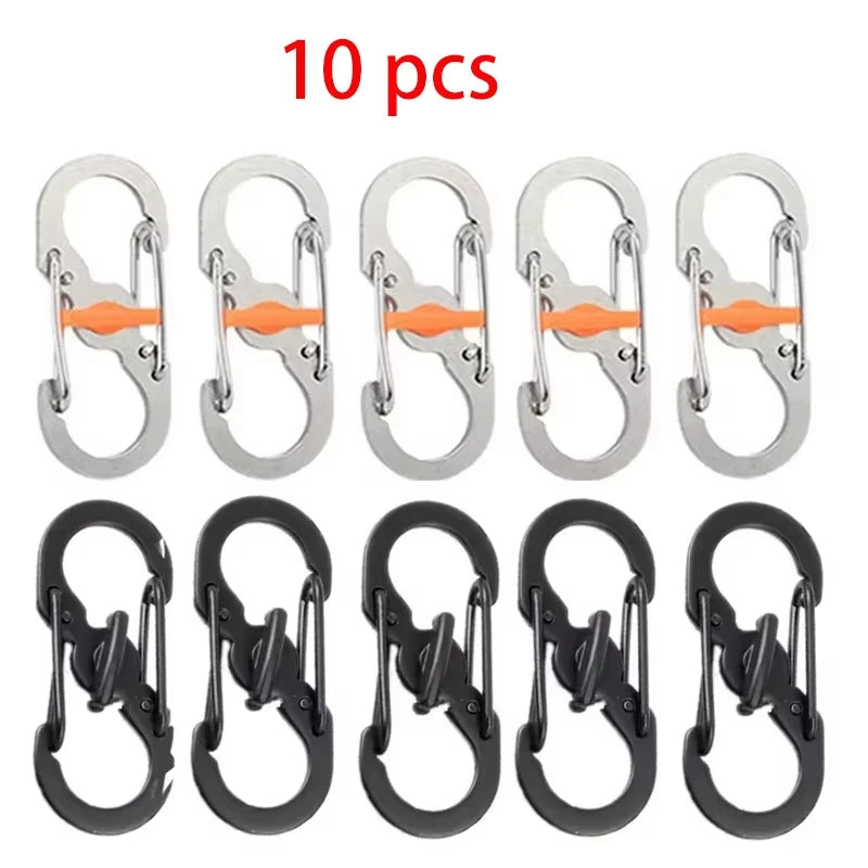 Mini S Type Locking Carabiner Aluminum Alloy Keychain Hook For Outdoor Camping