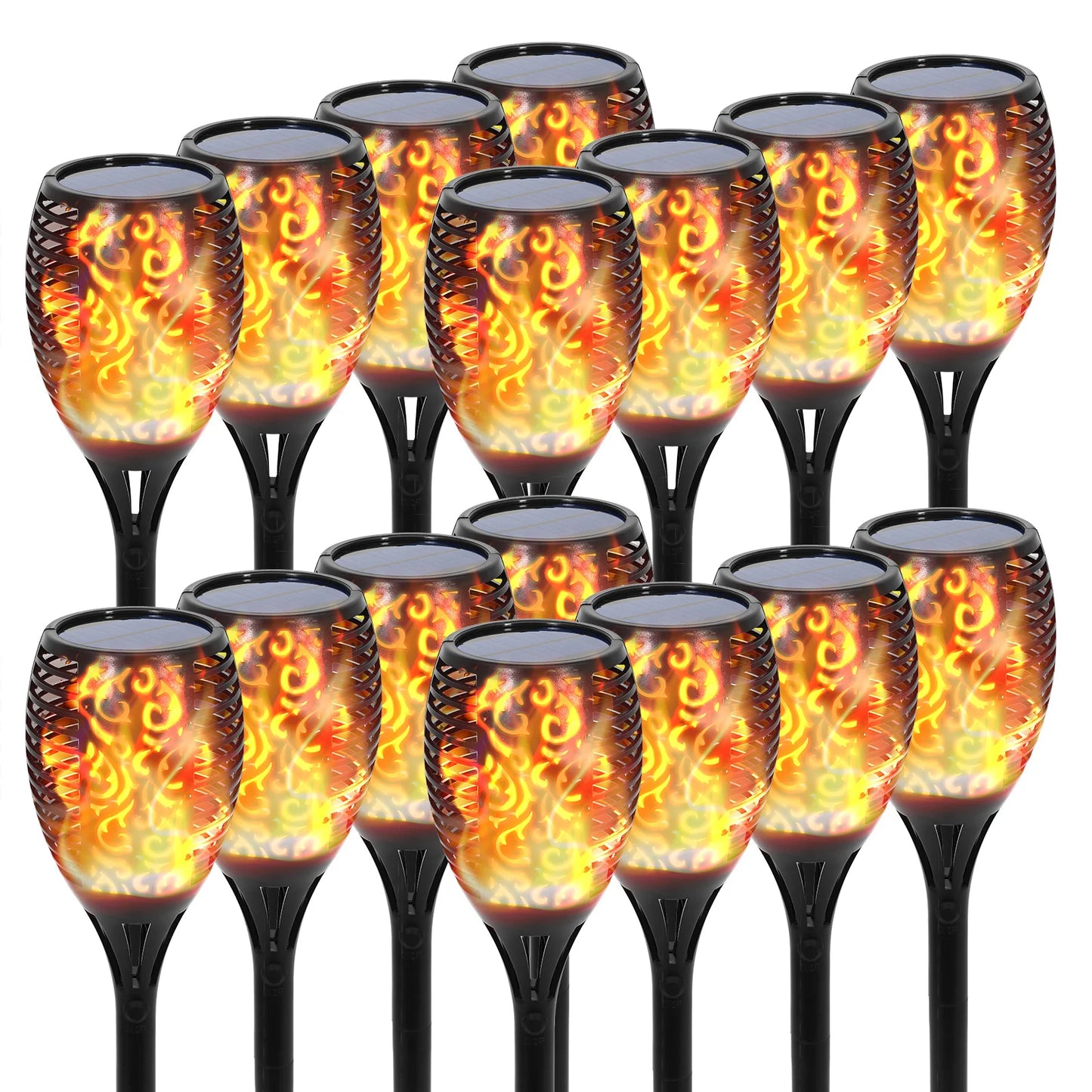 Solar Waterproof Flame Torch Lights Outdoor 96 Led Garden Pathway