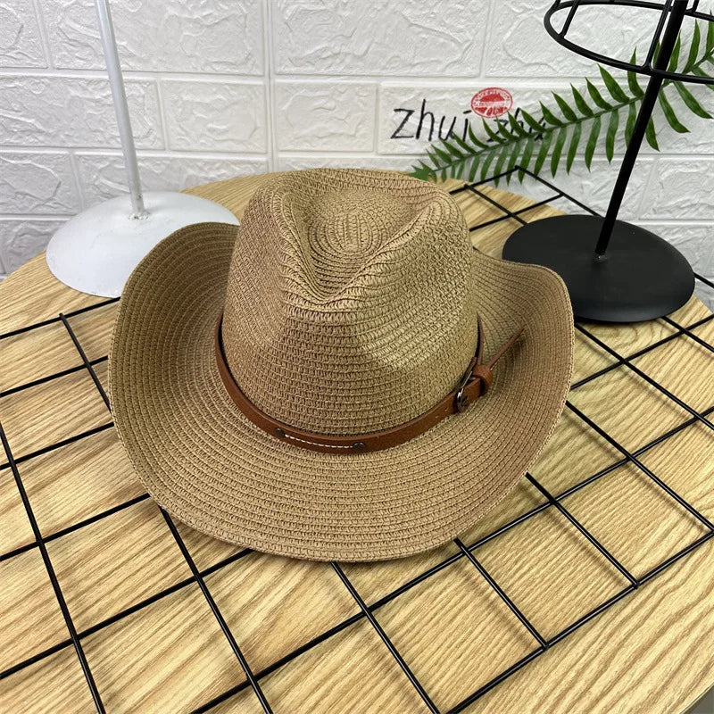Wide Brim Unisex Cowboy Hat Sun Protection Foldable With Lanyard