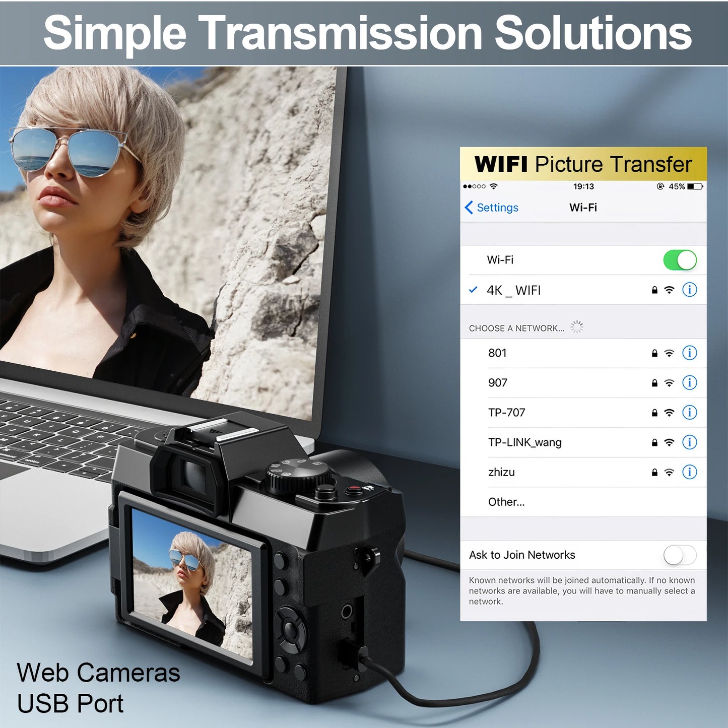 NBD 48MP Digital Camera With WiFi App Control And 4K Autofocus Anti Shake