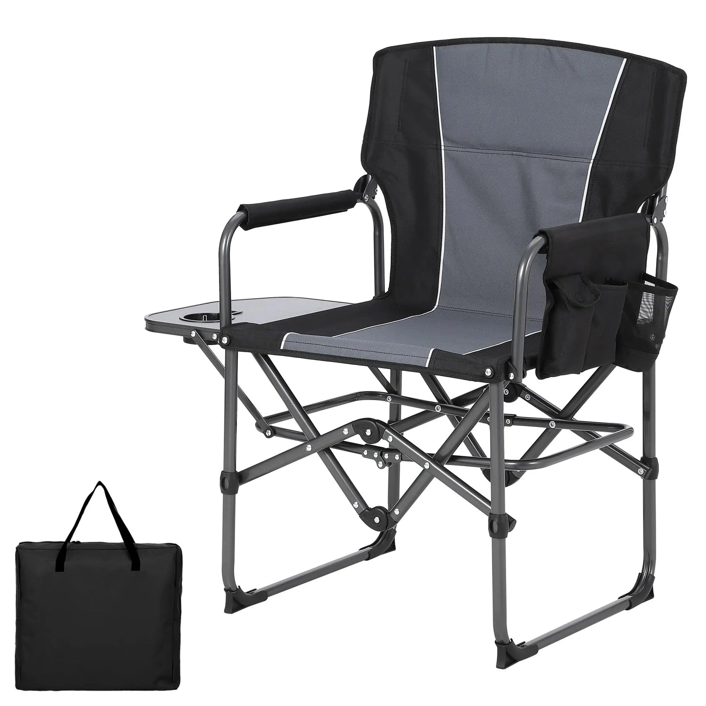 HiMISS Heavy Duty Folding Director Chair 400LBS With Side Table Pockets