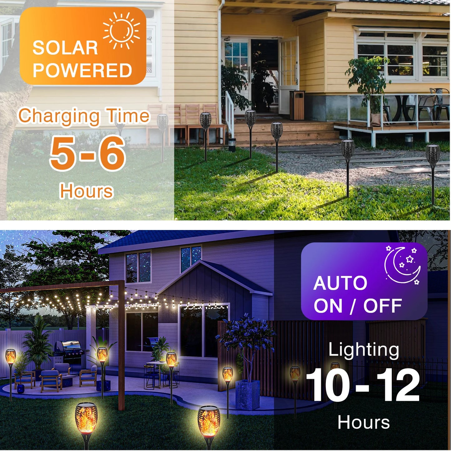 Solar Waterproof Flame Torch Lights Outdoor 96 Led Garden Pathway
