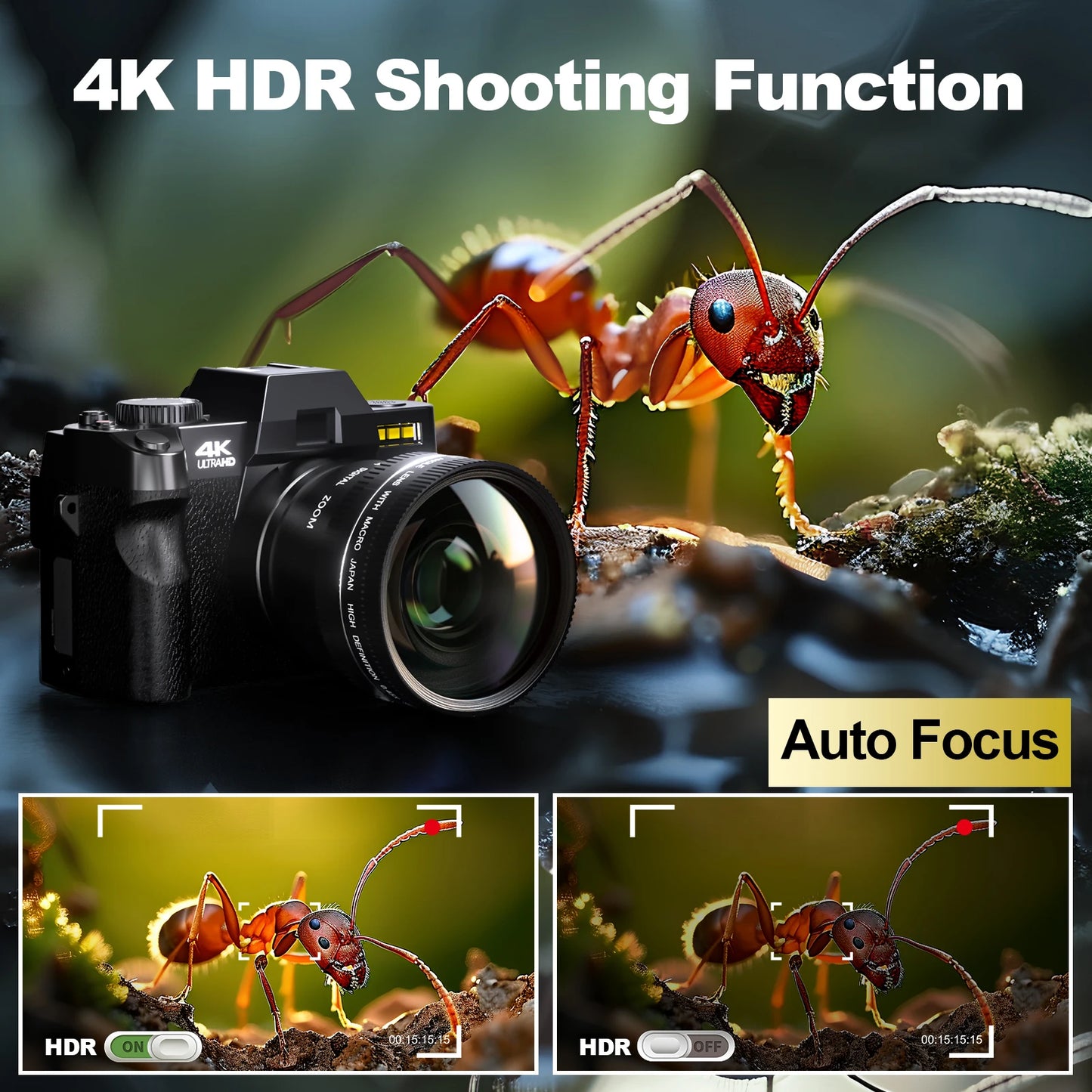 NBD 48MP Digital Camera With WiFi App Control And 4K Autofocus Anti Shake
