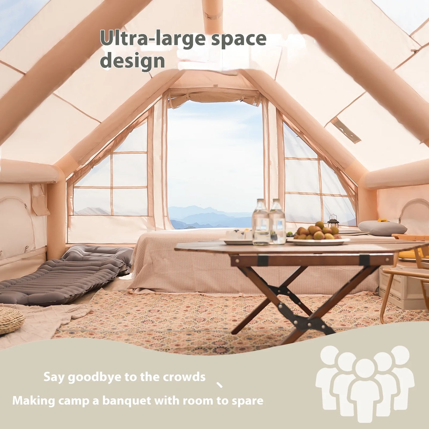 Pakicetus Inflatable Camping Tents For Adults 4-8 Person Family