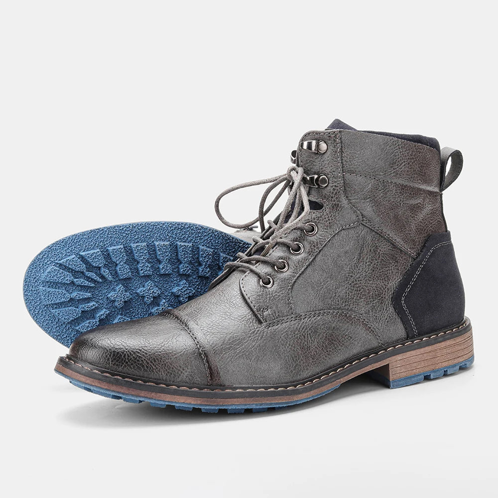 Mens Leather Ankle Boots With Zipper Spring Fashion