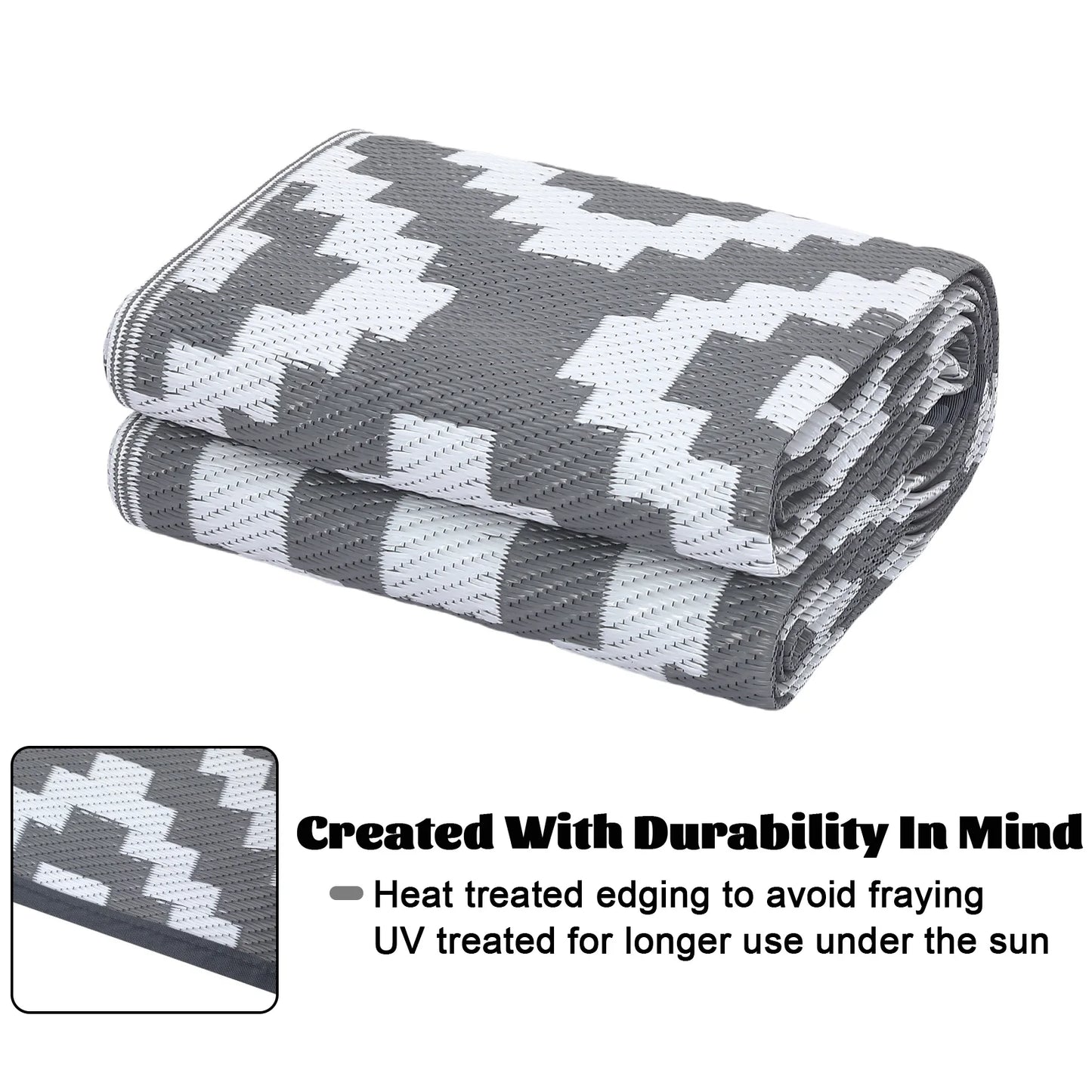 StudysetCN Outdoor Geometric Reversible Waterproof Rug For Patio