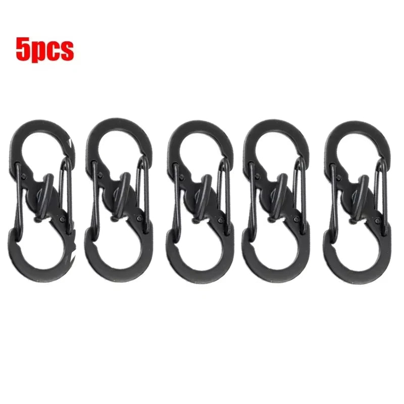 Mini S Type Locking Carabiner Aluminum Alloy Keychain Hook For Outdoor Camping