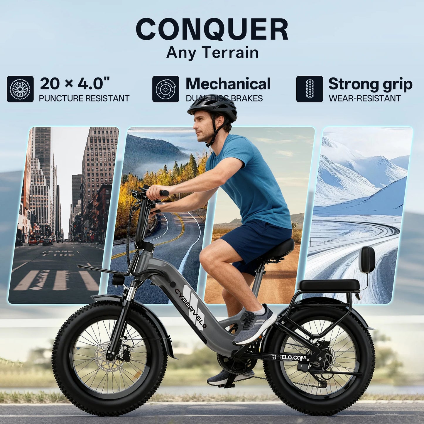 CYBERVELO Step-Thru Electric Bike EK12 with Removable Battery