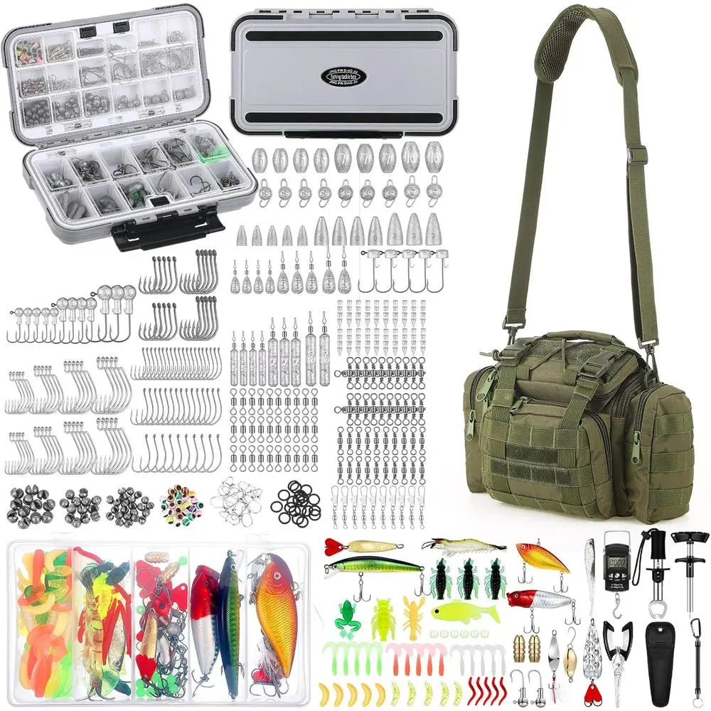 Complete Fishing Kit With Backpack Tackle Box Lures Hooks And Accessories