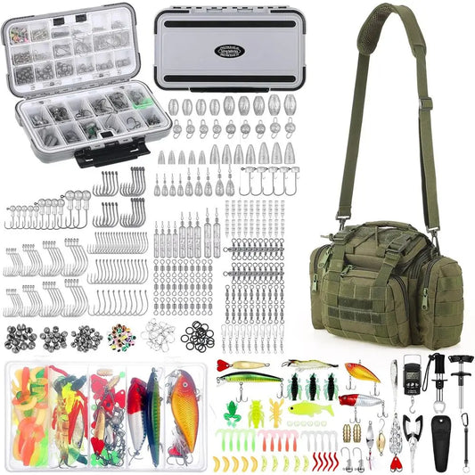 Complete Fishing Kit With Backpack Tackle Box Lures Hooks And Accessories