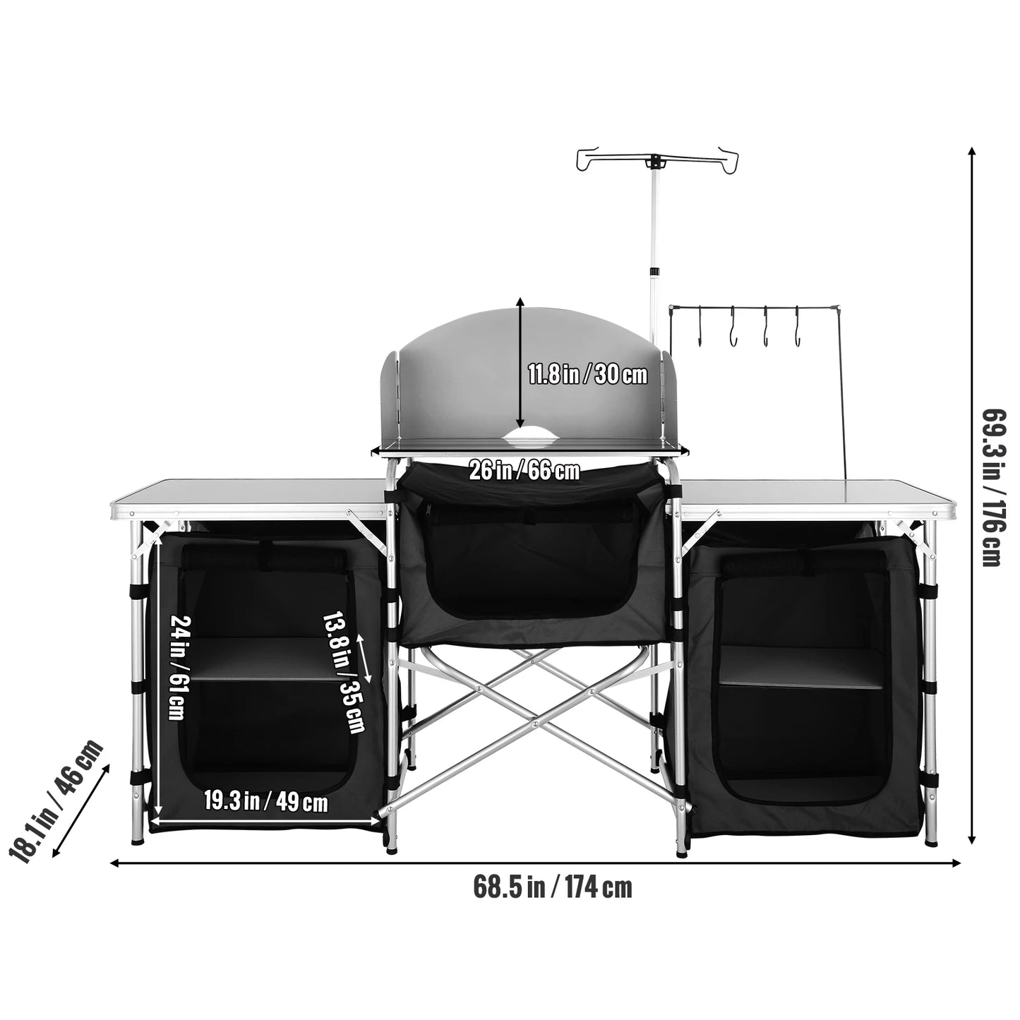 SucceBuy Folding Outdoor Kitchen Table Cabinet For Camping And BBQ