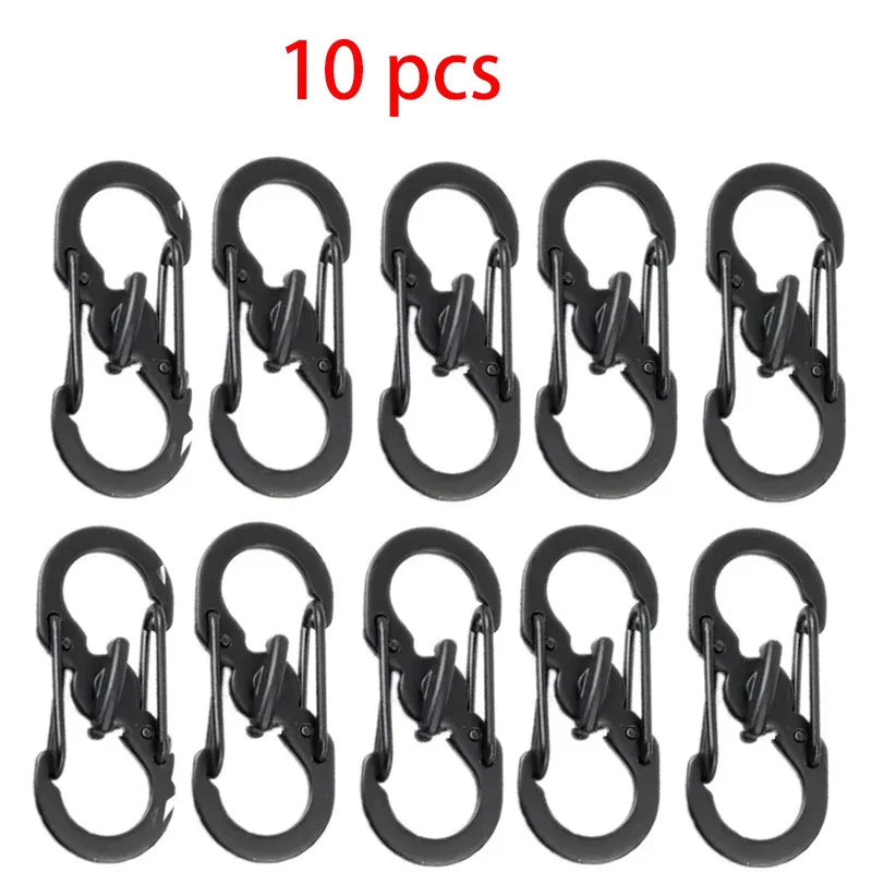 Mini S Type Locking Carabiner Aluminum Alloy Keychain Hook For Outdoor Camping