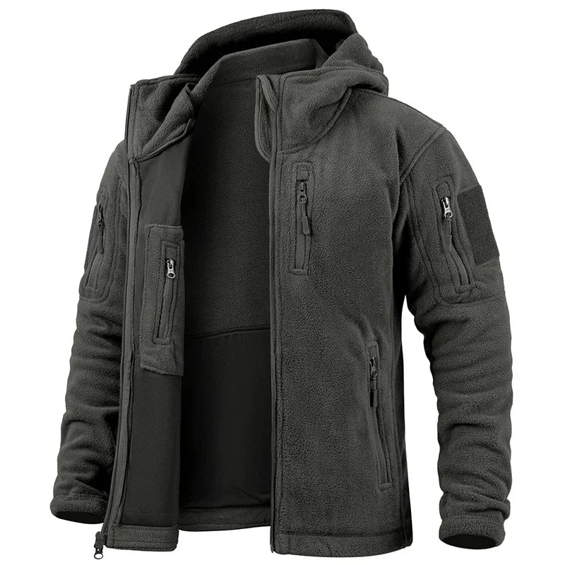 Fleece Outdoor Hunting Jacket With Multi Pockets And Full Zip