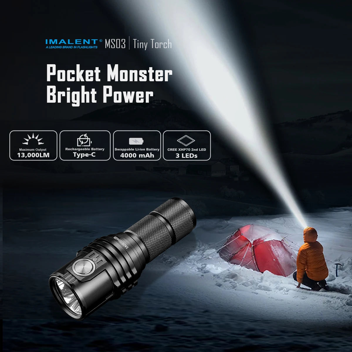 Imalent MS03 13000 Lumen LED Flashlight High Power Torch