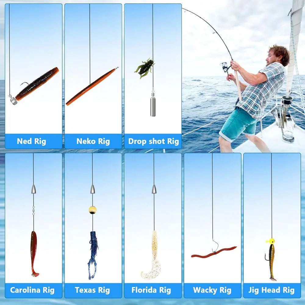 Fishing Lures Kit Buzz Bait Spinner Jigs Frog Hooks Weights