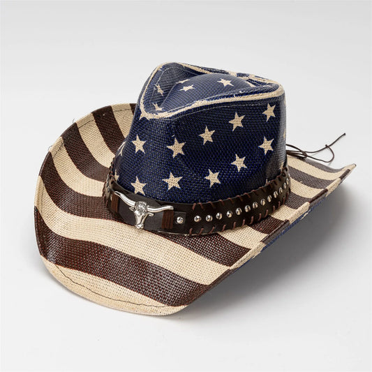 American Flag Cowboy Hat Unisex Patriotic Western Headwear
