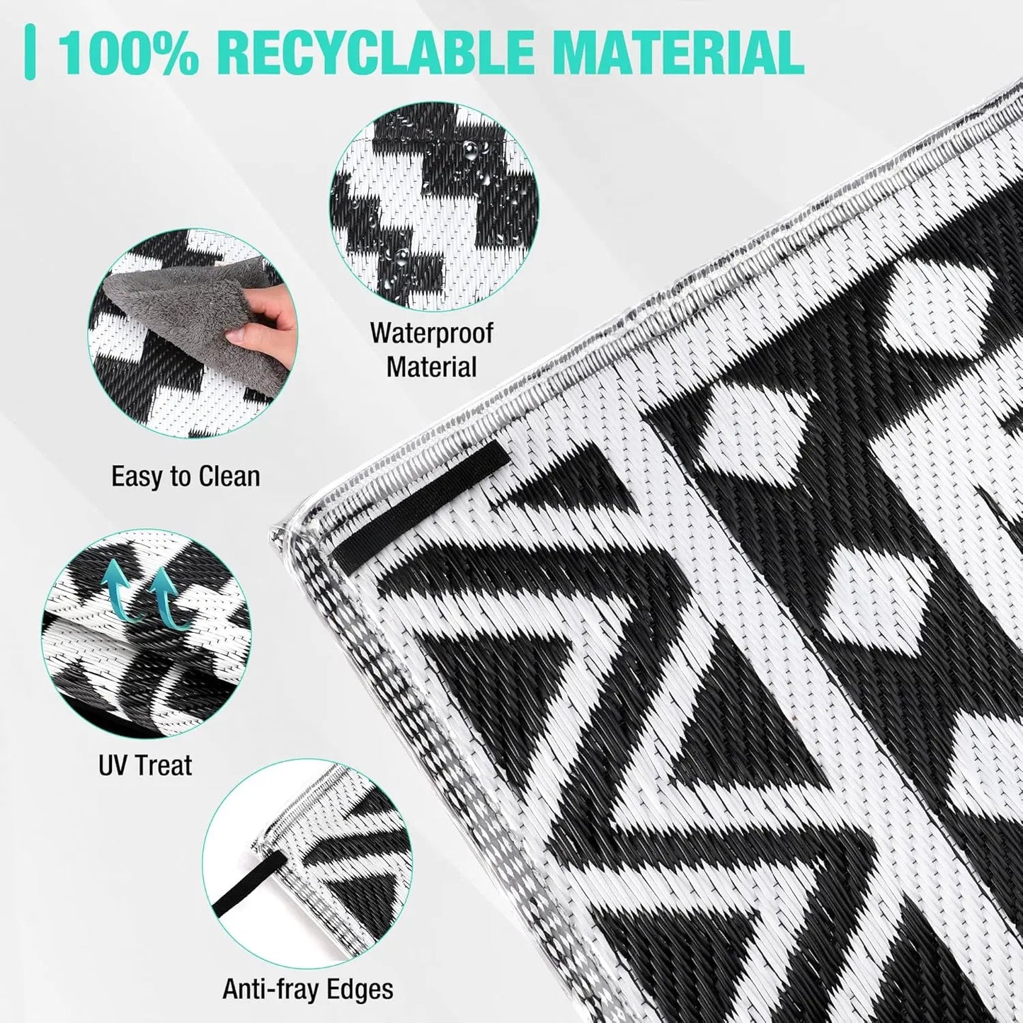 Waterproof Outdoor Rug With LED Lights For Patio And Beach
