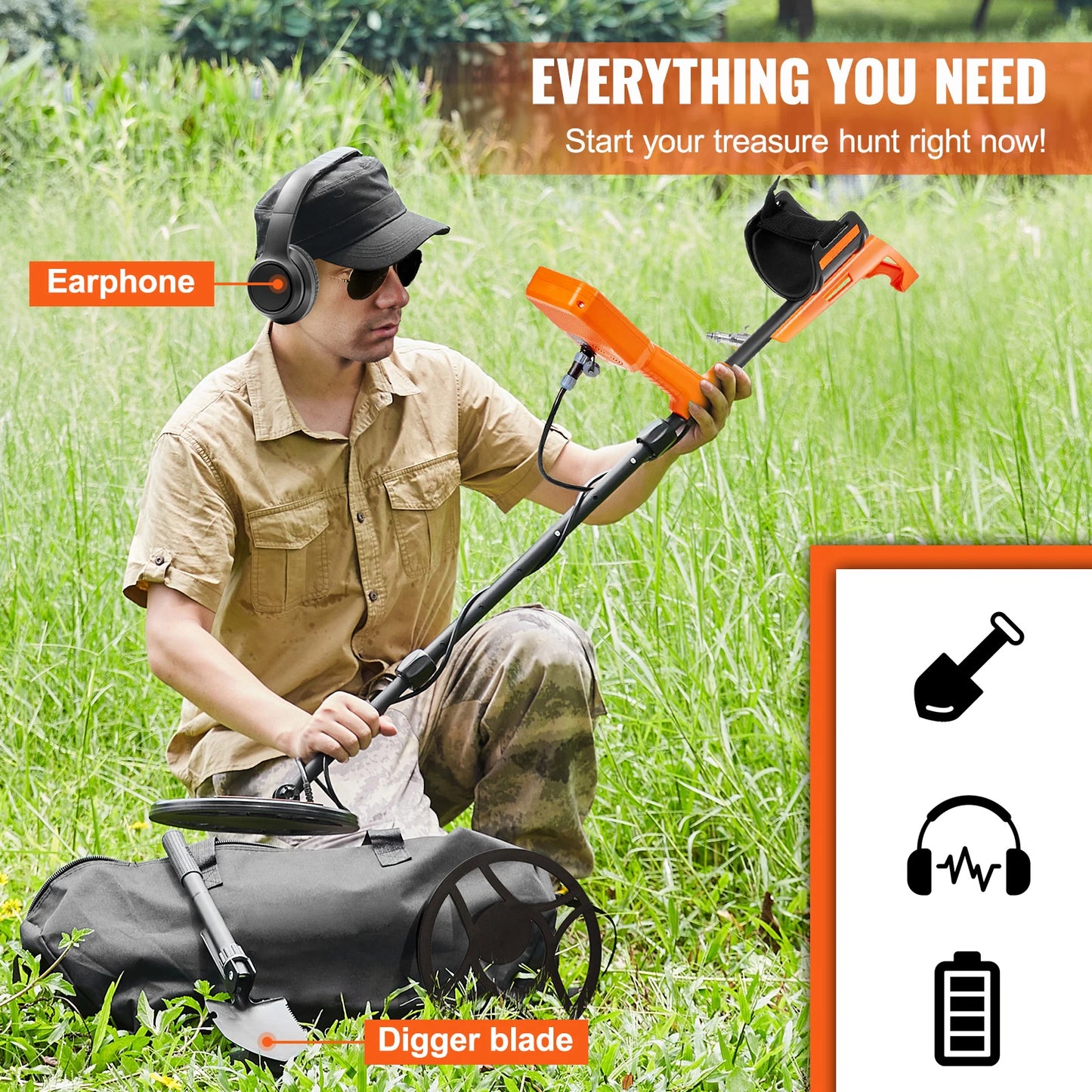 SucceBuy Professional Metal Detector with Adjustable Shaft and LCD