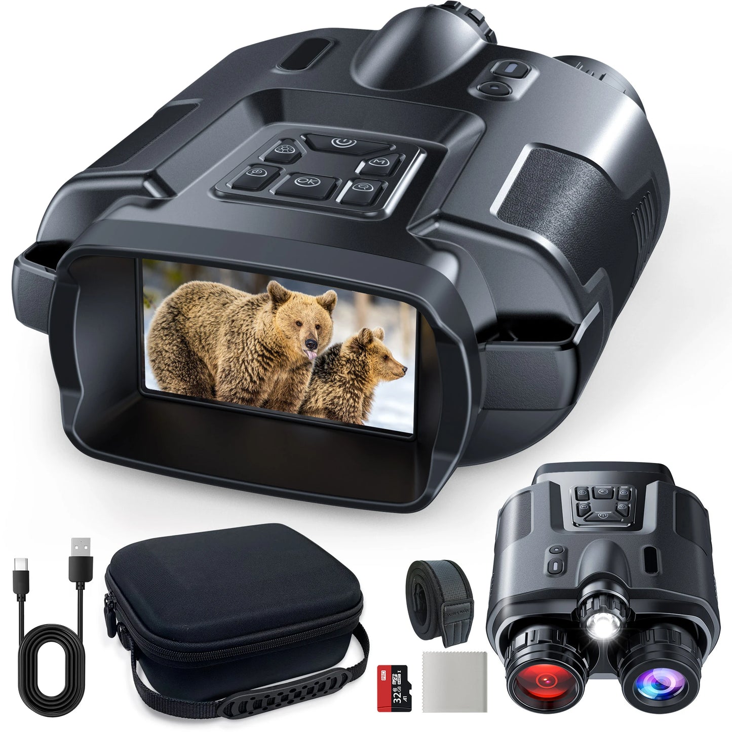 Letcmoi USB Rechargeable Binoculars Infrared Full Dark 8x Zoom