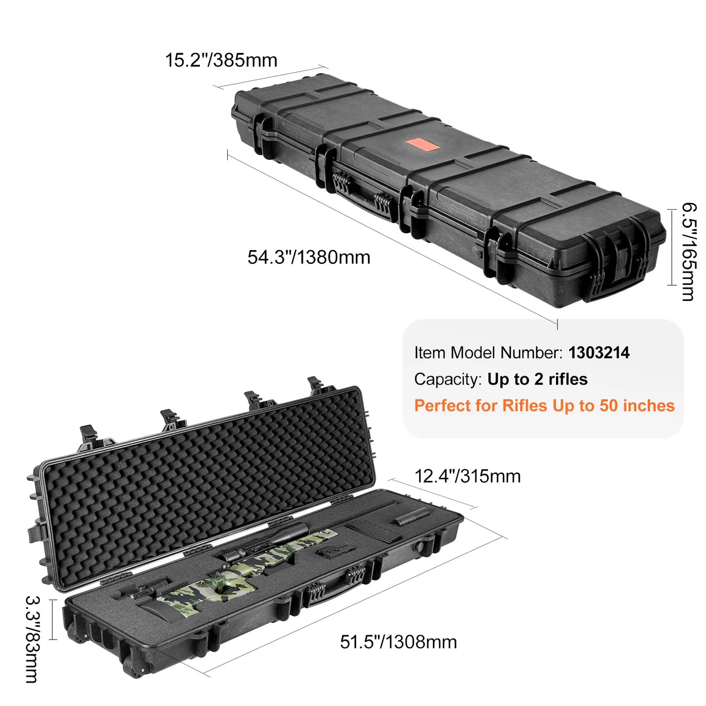 Hard Rifle Case Portable Gun Storage Case Shockproof Waterproof