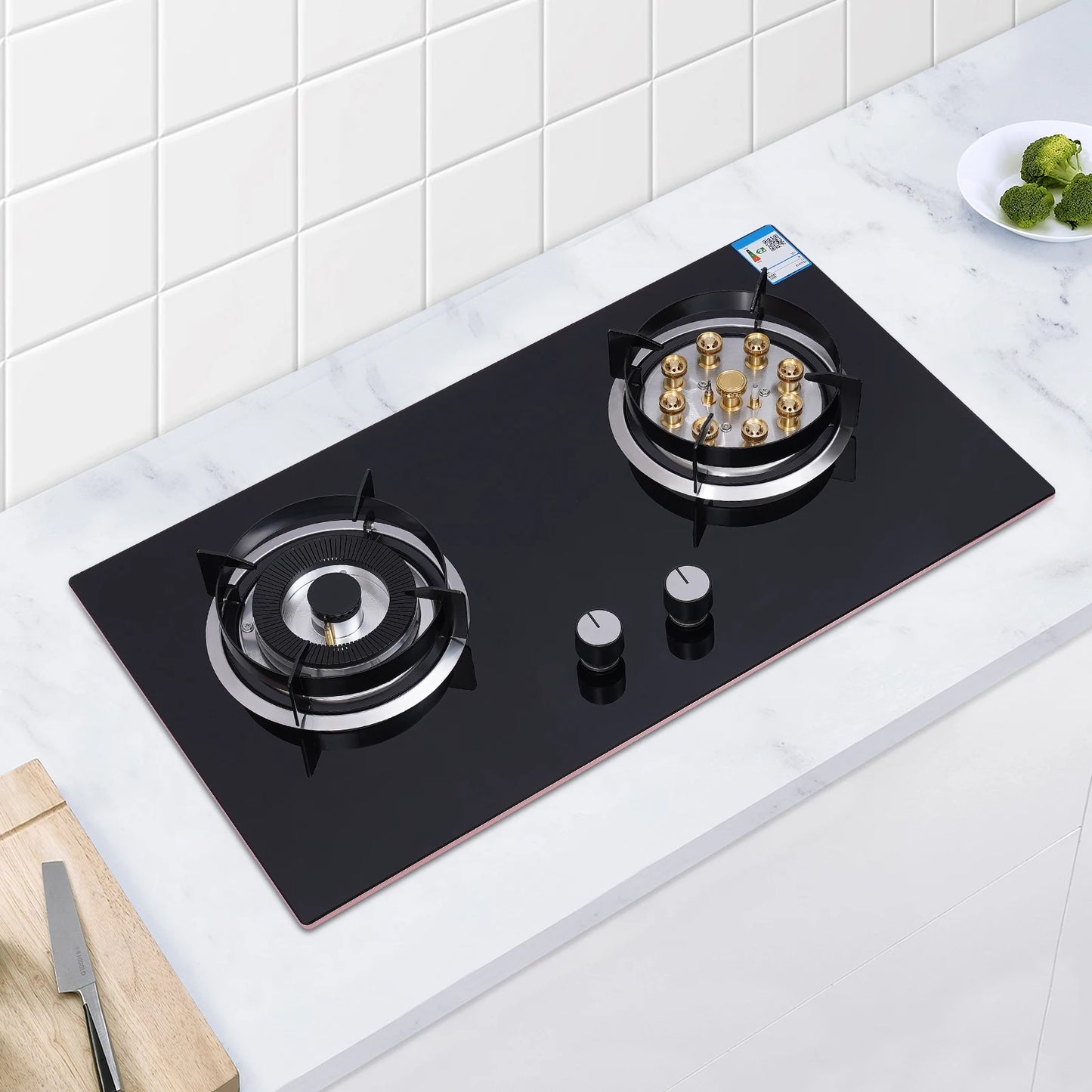 Dual Burner Gas Stove With Natural Gas Tempered Glass