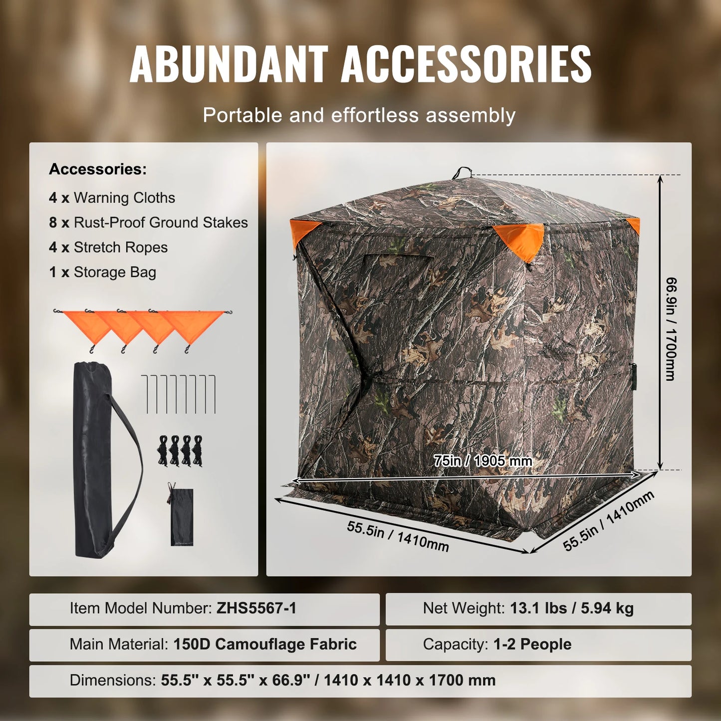 See-Through Hunting Blind With Camouflage for Turkey and Deer