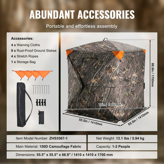 See-Through Hunting Blind With Camouflage for Turkey and Deer