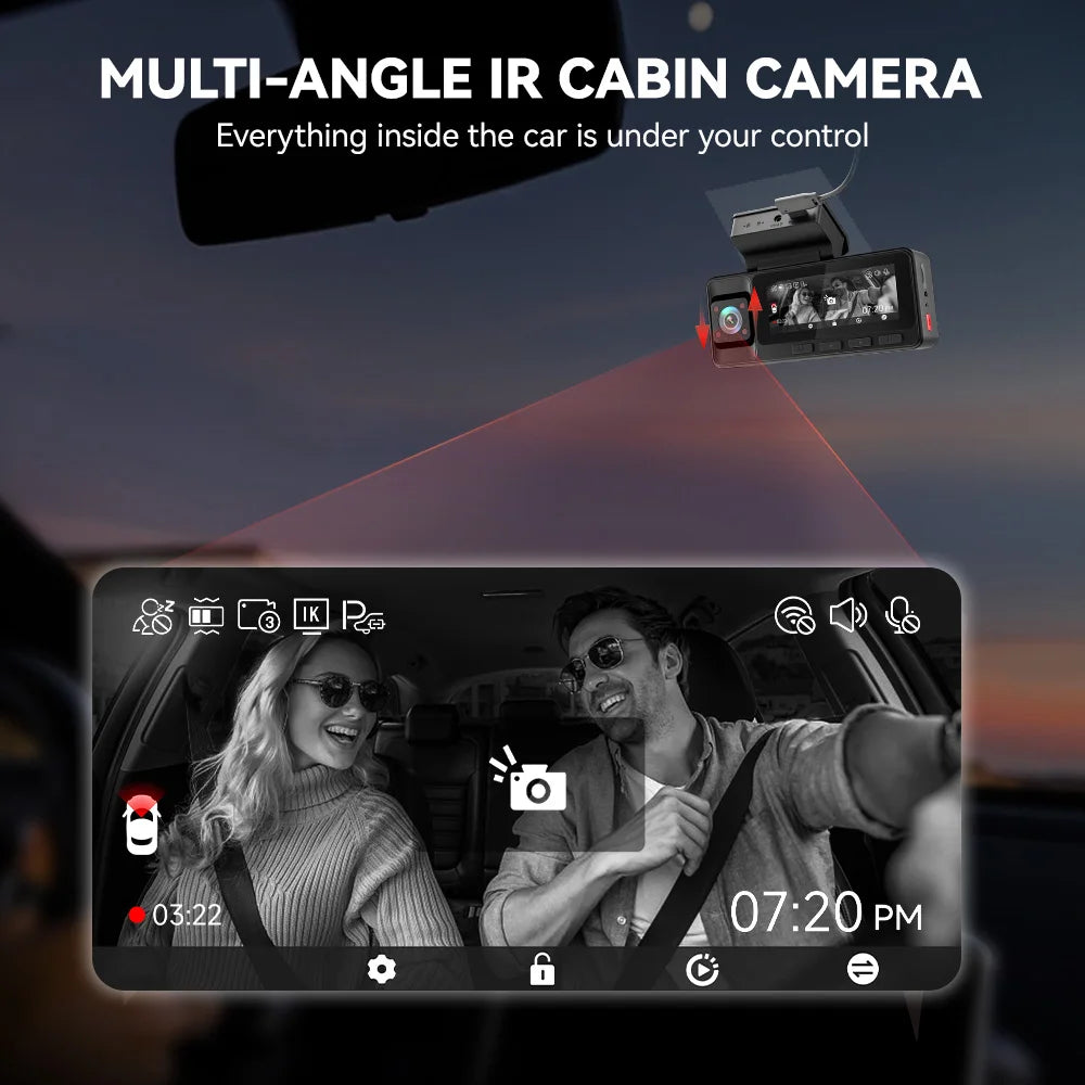 Redtiger Dash Cam A3 Front Cabin Rear Night Vision GPS