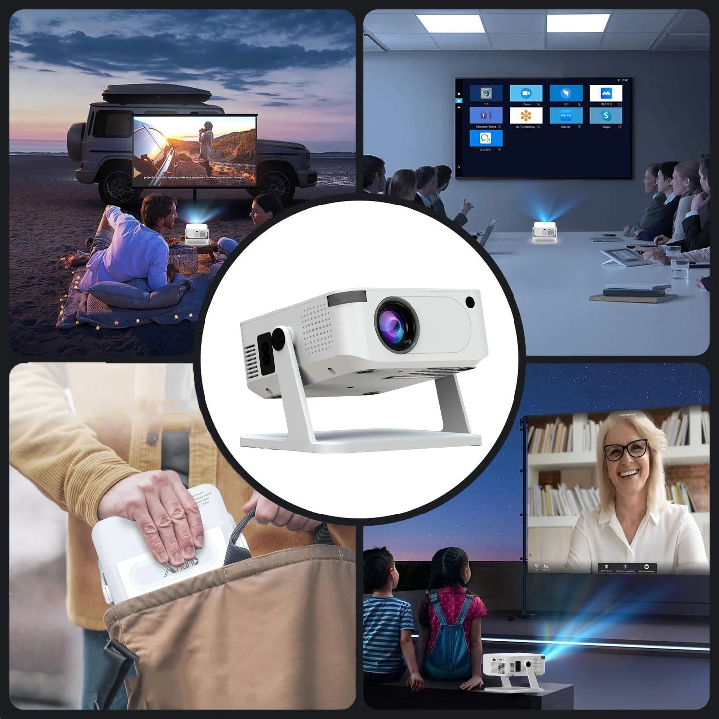 Xnano Android Digital Projector With Holder HDMI USB Wireless