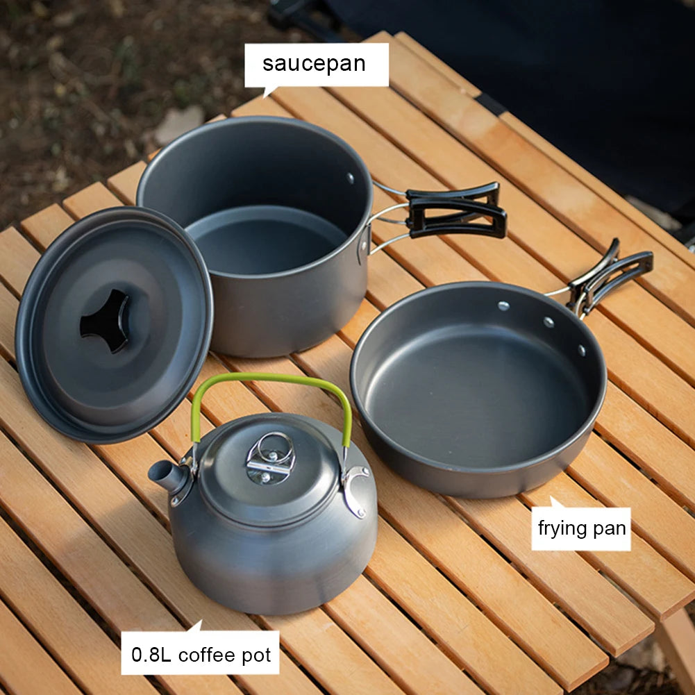 APWIKOGER Camping Cookware Set Pot Pan Kettle
