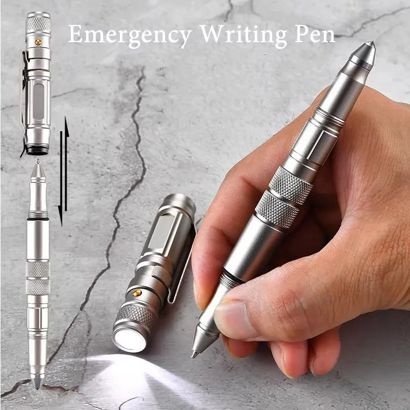 Multi-Function Military Self Defense Tactical Pen With EDC Flashlight