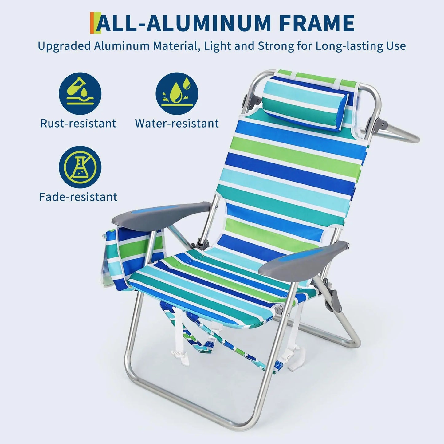 HiMISS 2 Pack Backpack Beach Chair Folding Lounge With Cooler