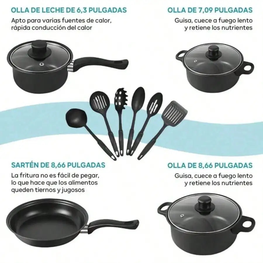AEHOME Nonstick Cookware Set Induction Compatible For Everyday Cooking